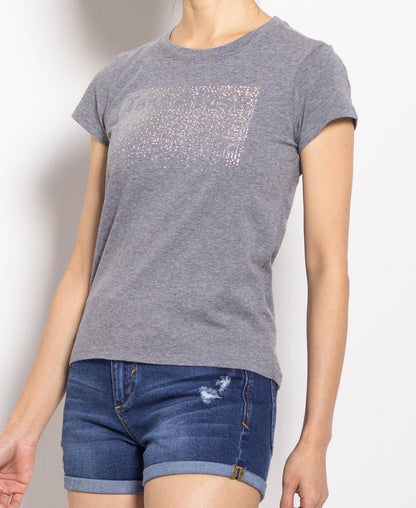 Women Short Sleeve Graphic Tee - Grey - F0W694