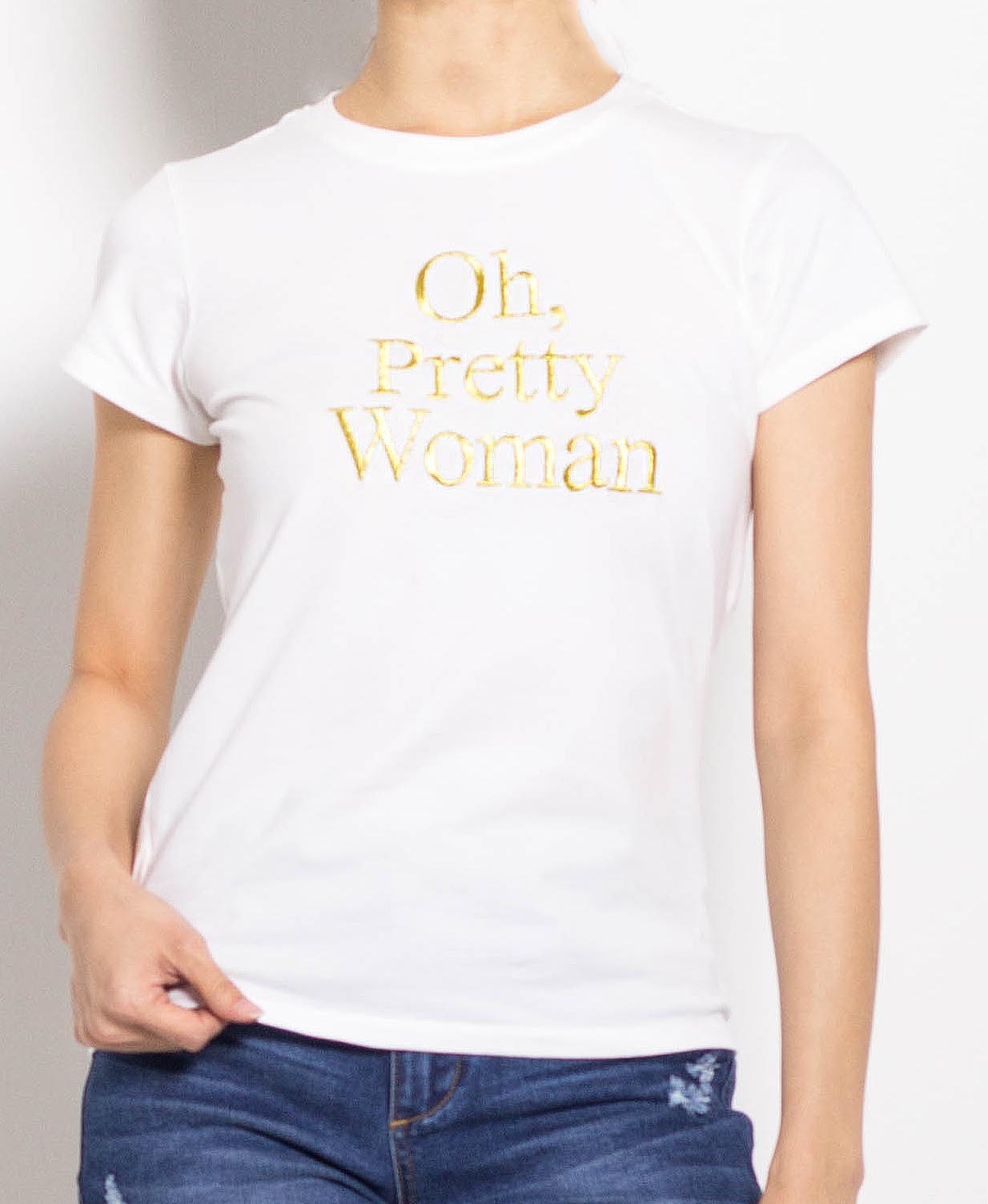 Women Short Sleeve Graphic Tee - White - F0W701