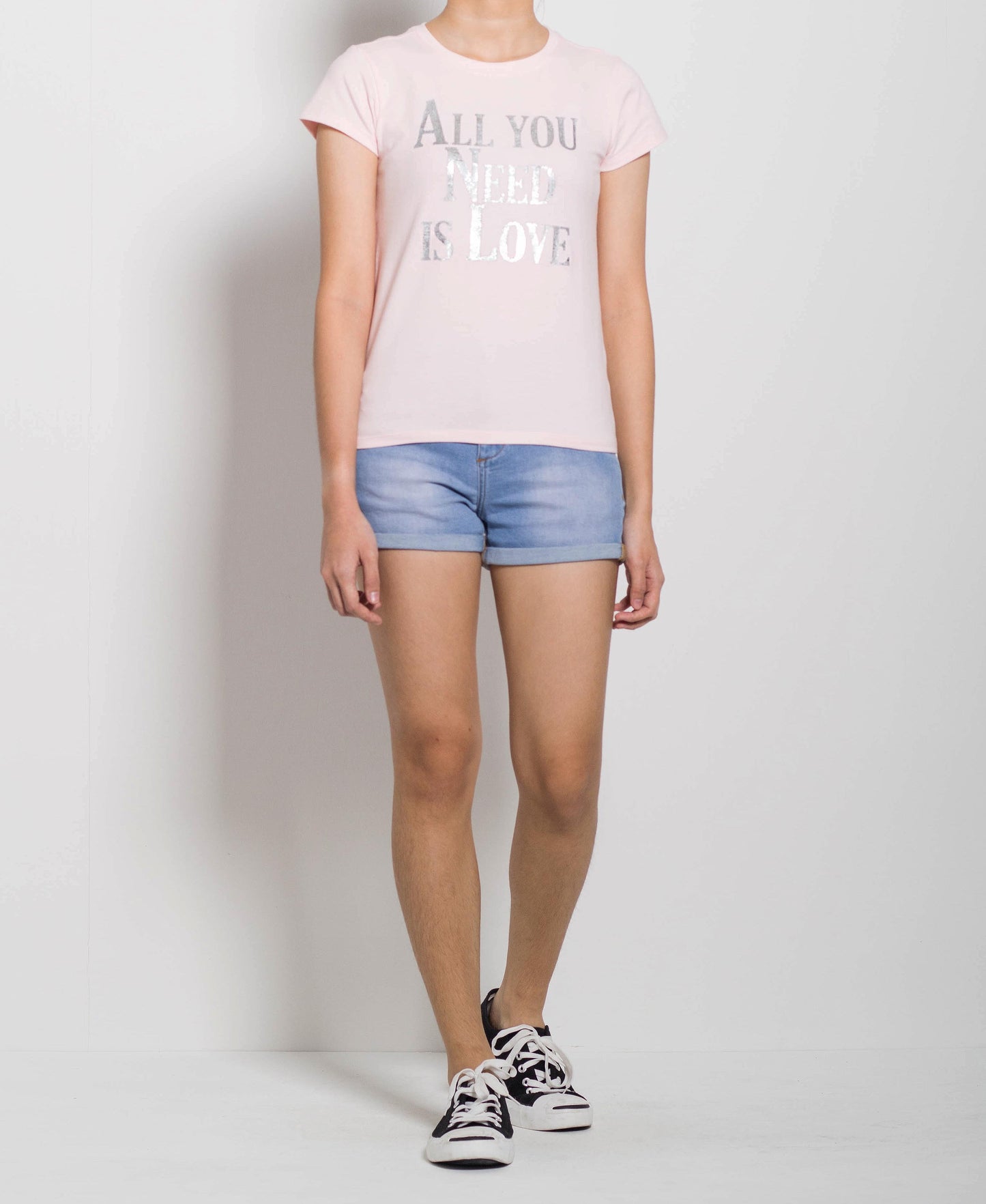 Women Short Sleeve Graphic Tee - Light Pink - F0W703