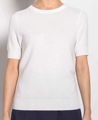 Women Short-Sleeve Knit Top - White - H0W734