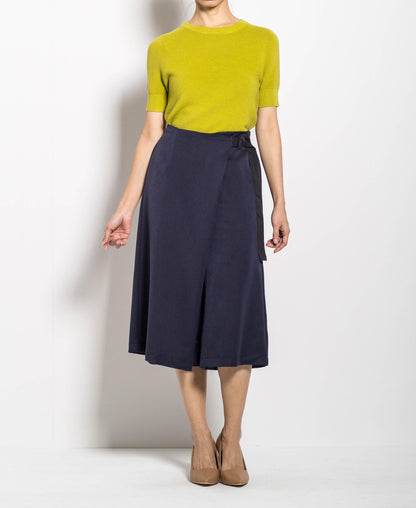 Women Culottes With Buckle Belt - Navy - H0W744