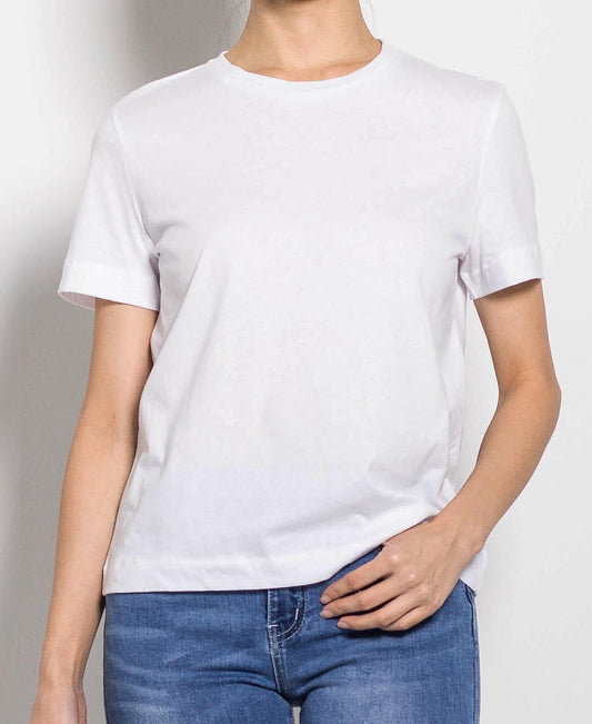 Women Short Sleeve Basic Tee - White - H0W727