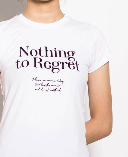 Women Short Sleeve Slogan Tee - White - H0W770