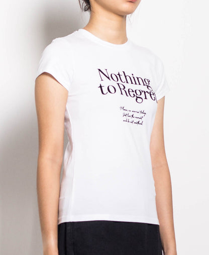 Women Short Sleeve Slogan Tee - White - H0W770