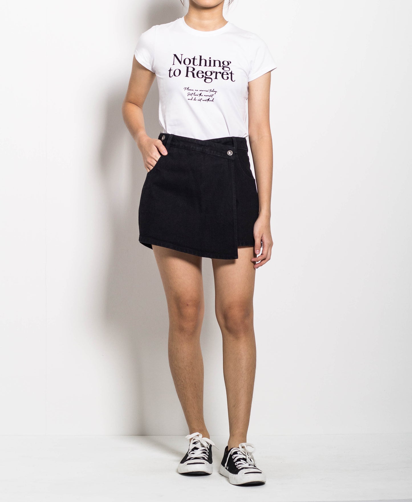 Women Overlap Skort - Black - H0W789