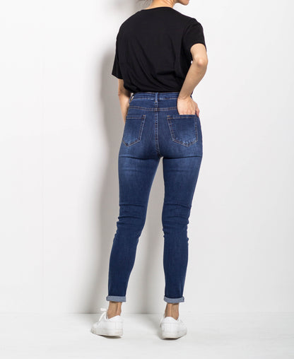 Women High Waisted Skinny Fit  - Blue - M0W518