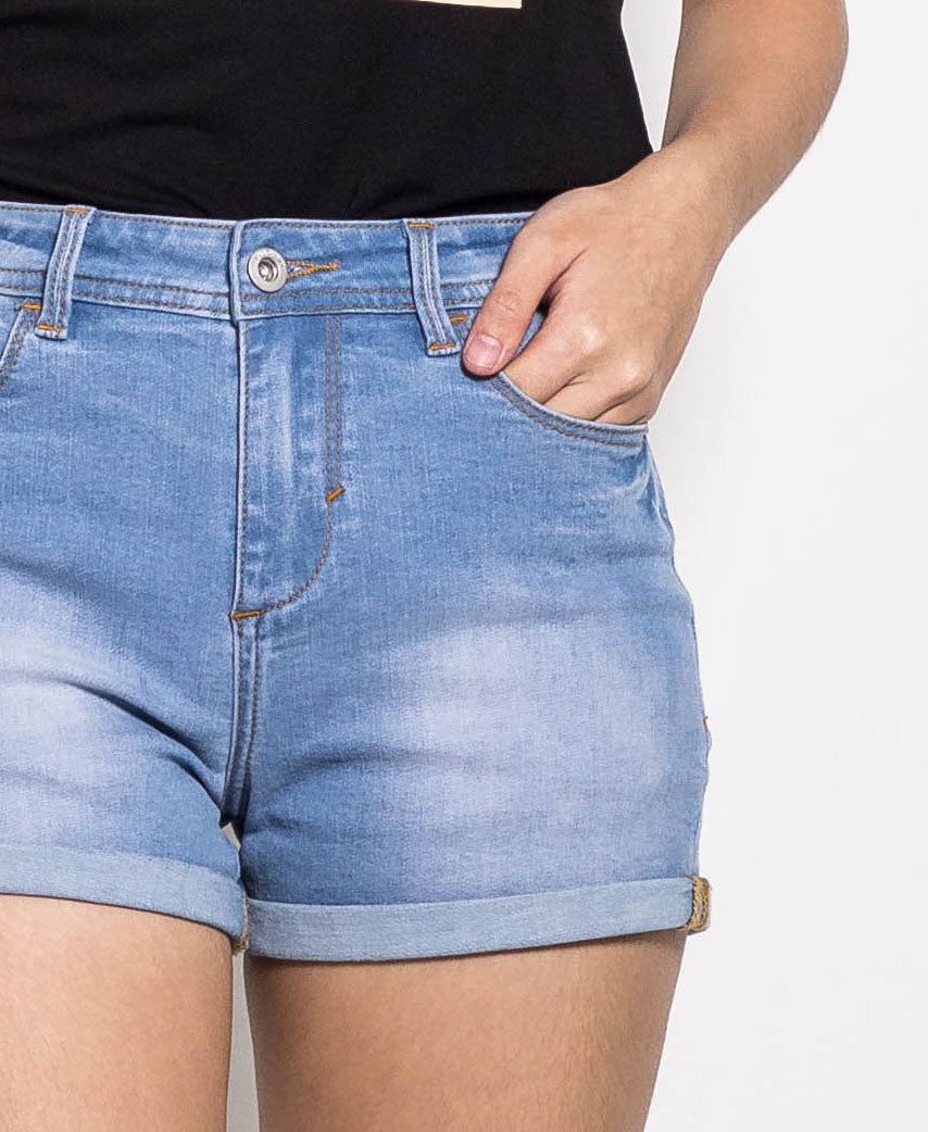 Women Ripped Short Jeans - Blue - H0W787