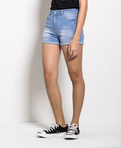 Women Ripped Short Jeans - Blue - H0W787