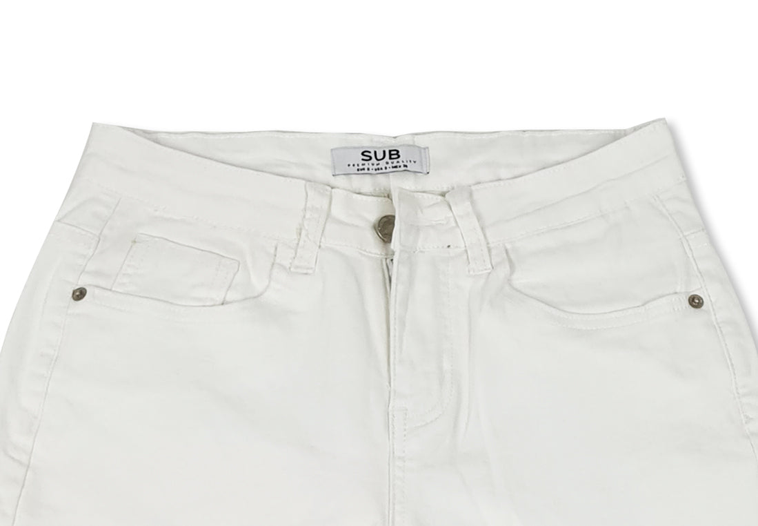 Men Denim Bermuda Shorts - White - M1M058