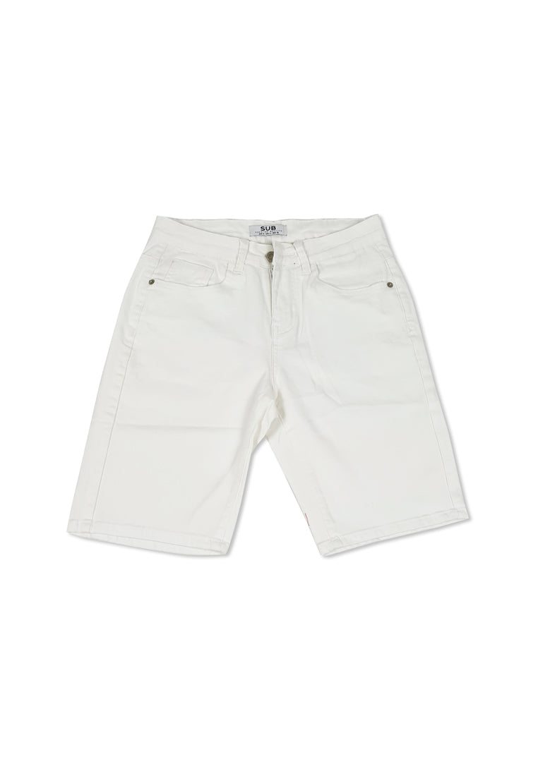 Men Denim Bermuda Shorts - White - M1M058