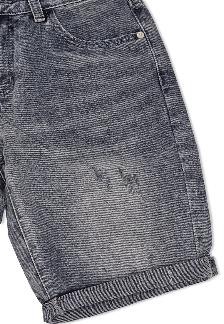 Men Denim Bermuda Shorts - GREY - M1M056