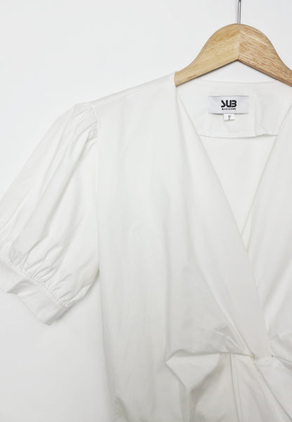 Women Woven Short-Sleeve Blouse - White - F1W169