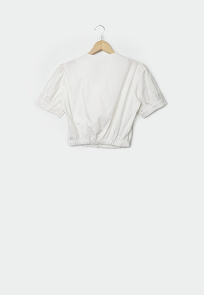 Women Woven Short-Sleeve Blouse - White - F1W169