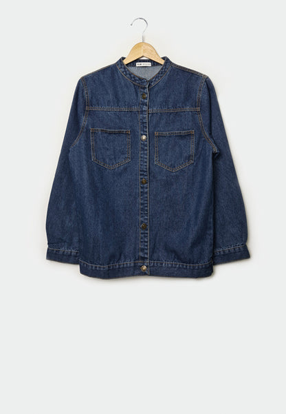 Women Vintage Denim Jacket - Blue - F1W178