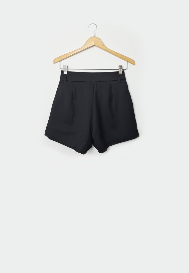 Women High Waist Short Pants - Black - F1W174