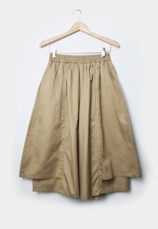 Women Woven Culottes Pants - Khaki - F1W172