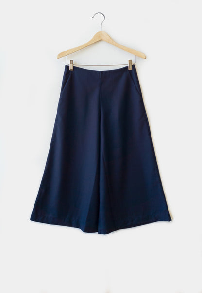 Women Wide Leg Trousers - Navy - M0W504