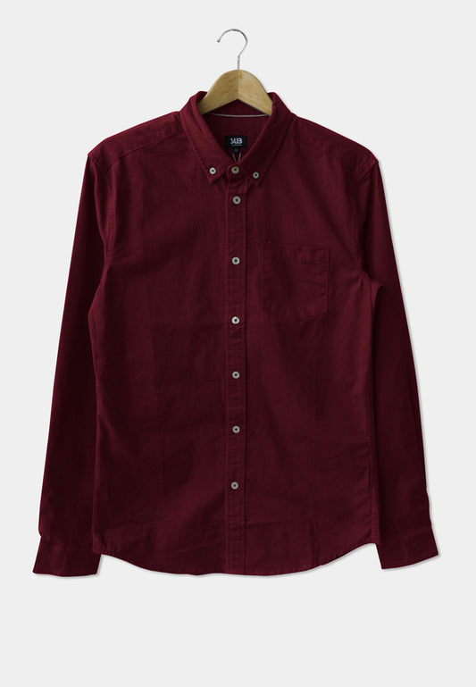 Men Long Sleeve Shirt - Maroon - F9M085