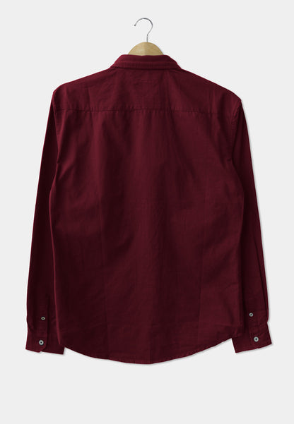 Men Long Sleeve Shirt - Maroon - F9M085