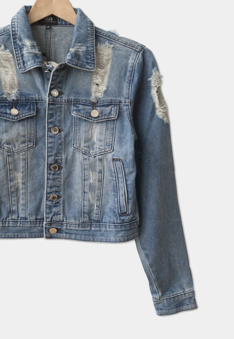 Women Denim Jacket - Blue - F9W102