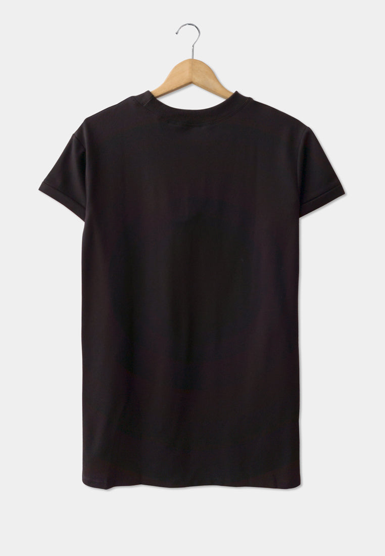 Women Short-Sleeve Dress - Black - H9W259