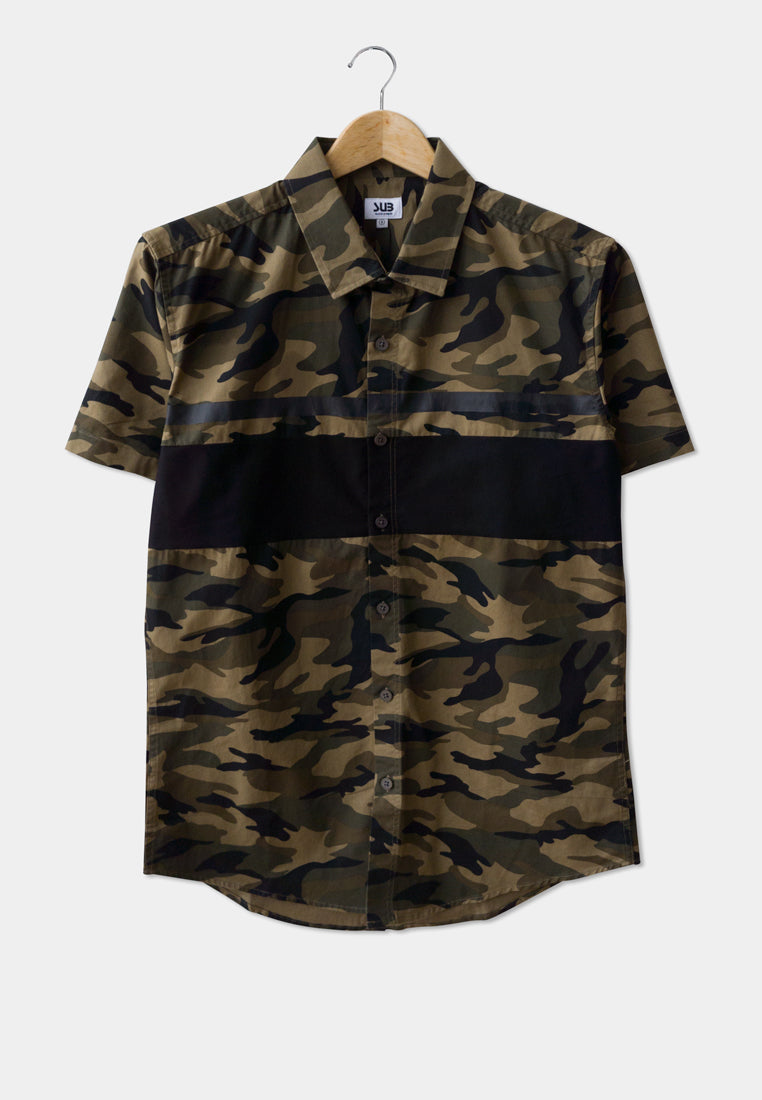 Men Short-Sleeve Shirt - Army Green - H9M260