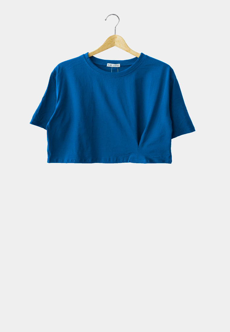 Women Short-Sleeve Fashion Tee - Blue - H1W259