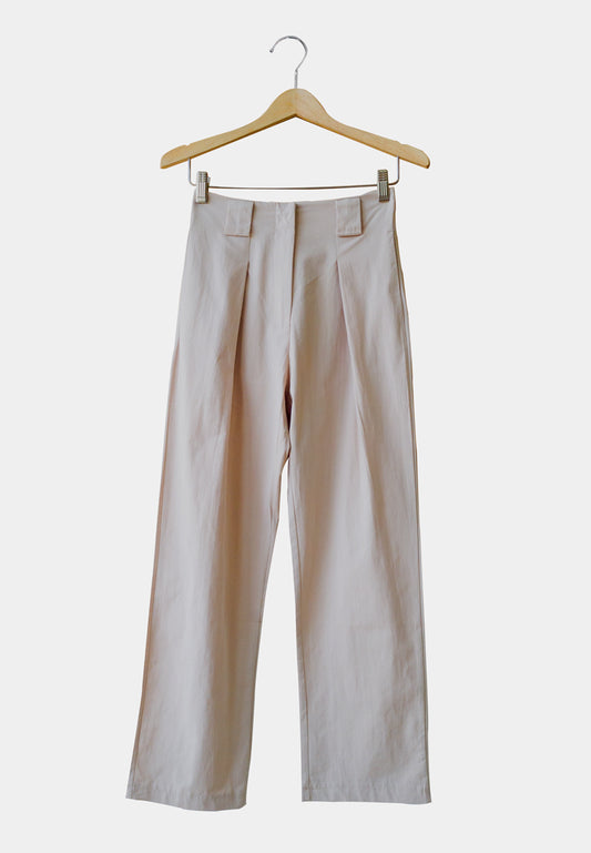 Women Straight Cut Long Pants - Beige - H1W251