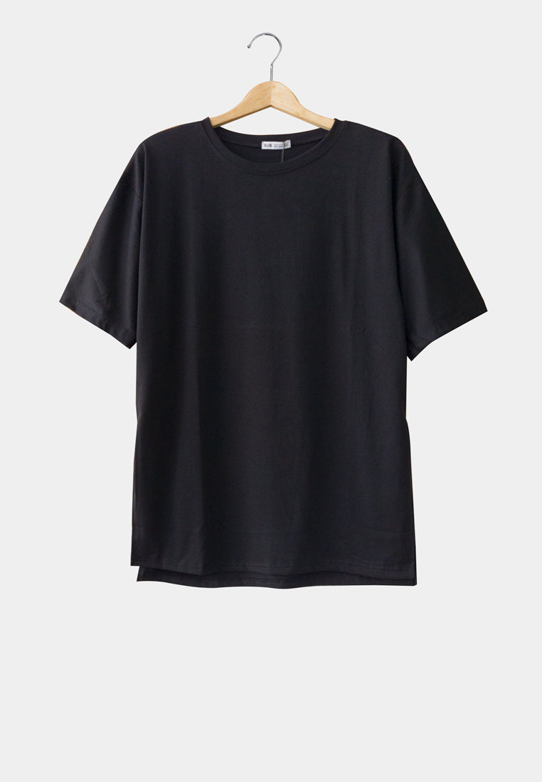 Women Short-Sleeve Oversized Tee - Black - H1W266