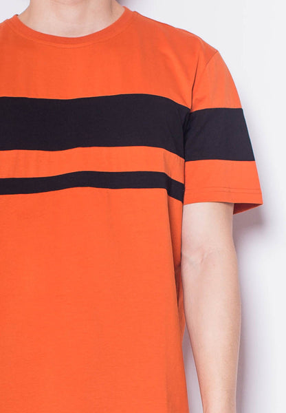 Men Short-Sleeve Striped Panel Tee - Orange - H0M929