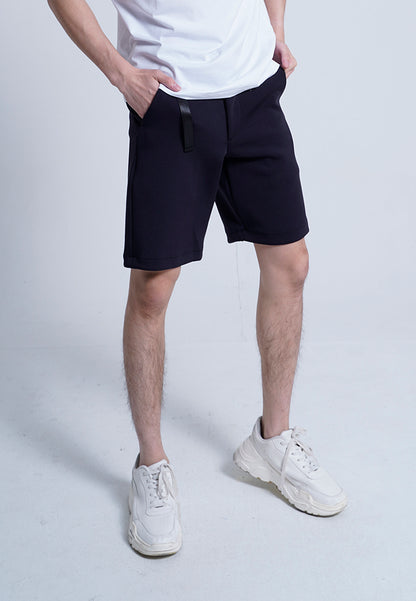 Men Belted Short Pants - Navy - H0M641