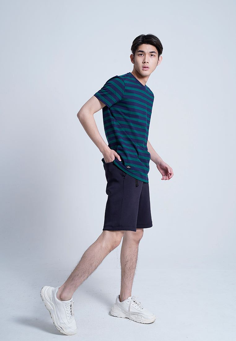 Men Short-Sleeve Striped Tee - GREEN- H0M707