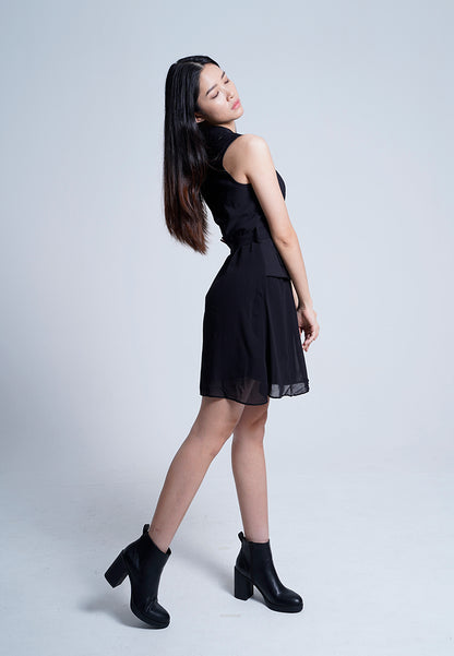 Women Shirt Dress - Black - F9W125