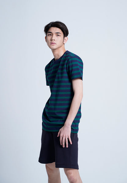 Men Short-Sleeve Striped Tee - GREEN- H0M707