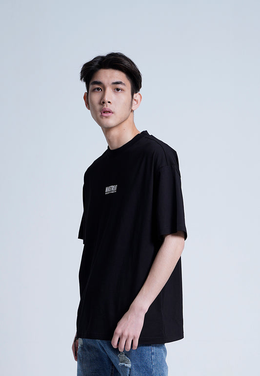 Men Oversized Short-Sleeve Fashion Round Tee - Black - H0M724