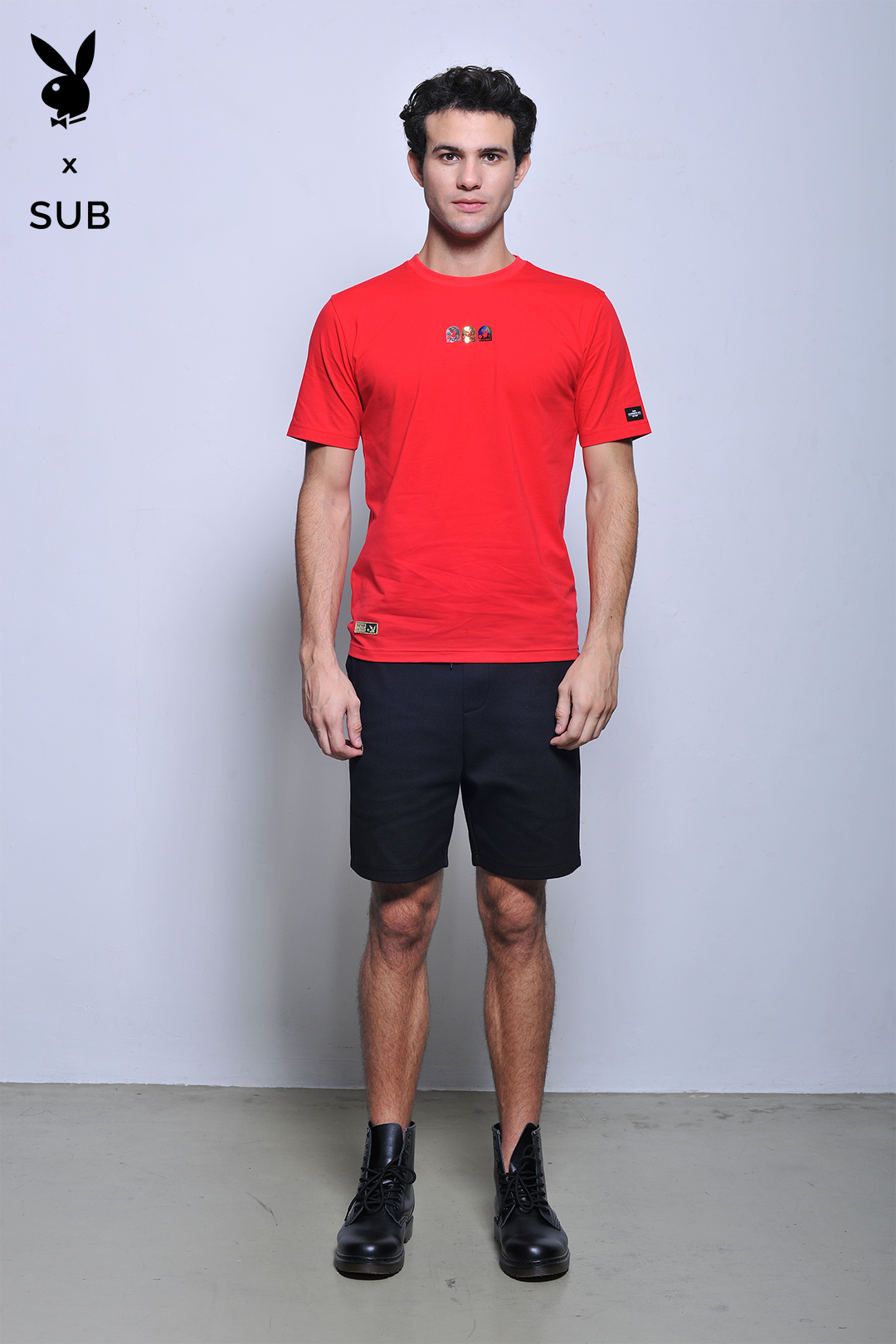 Playboy x SUB Men Short Sleeve Graphic Tee - Red - H2M769