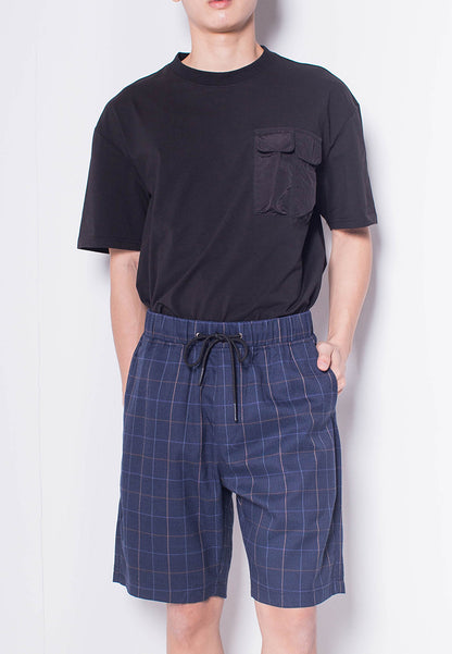 Men Checked Shorts - NAVY - H0M744