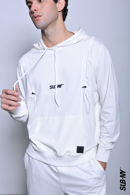 Men Long-Sleeve Oversized Sweatshirt Hoodies - White - H2M656