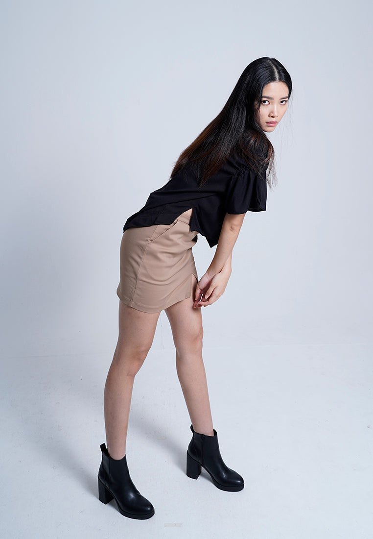 Women Short Skirt - Khaki - F0W467