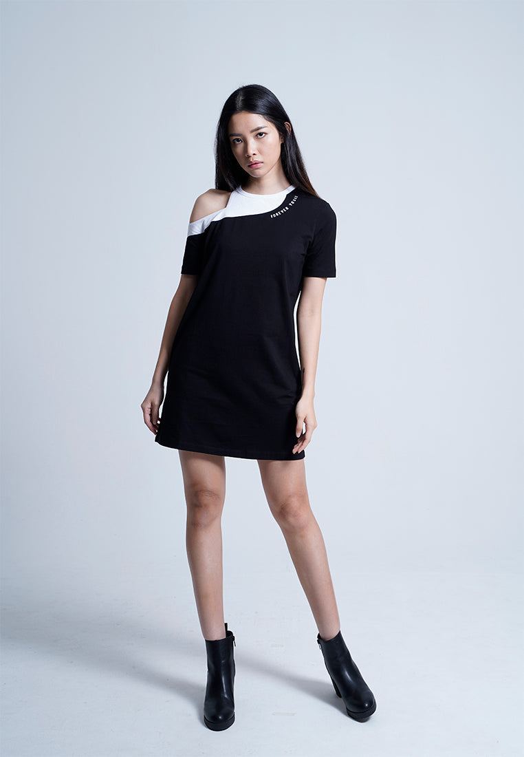 Women Tee Dress -  Black - F9W096