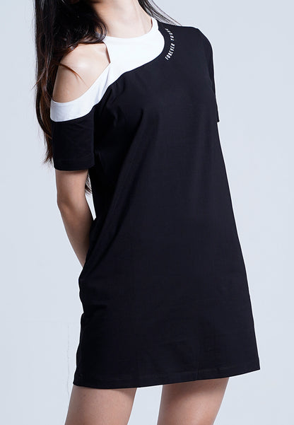 Women Tee Dress -  Black - F9W096