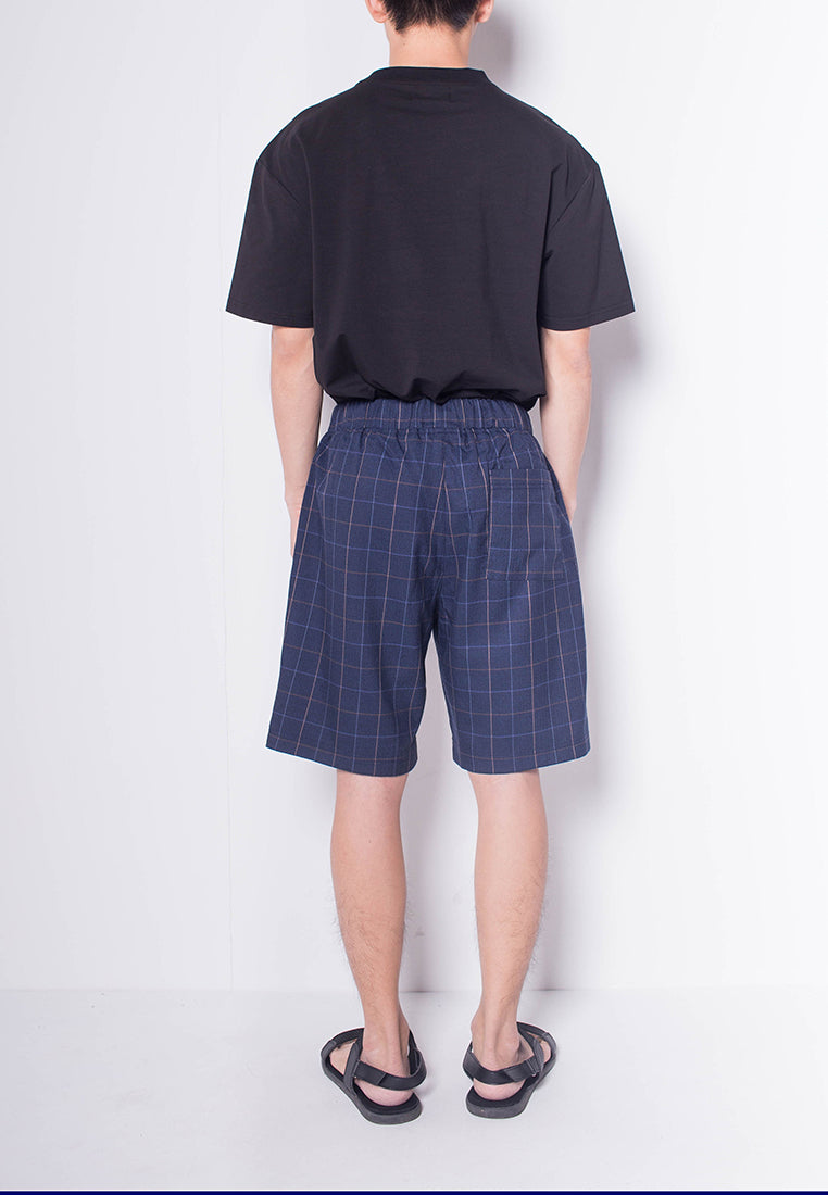 Men Checked Shorts - NAVY - H0M744