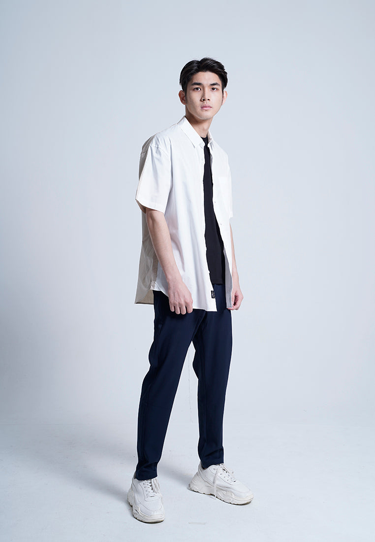 Men Oversized Short-Sleeve Shirt - White - H0M682