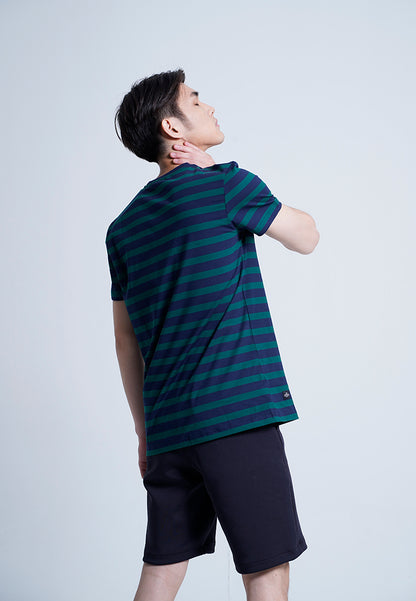 Men Short-Sleeve Striped Tee - GREEN- H0M707