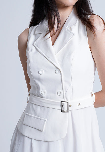 Women Shirt Dress - White - F9W217