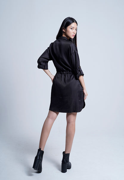 Women Long-Sleeve Dress - Black - H9W308