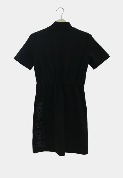 Women T-Shirt Dress - Black - H1W230