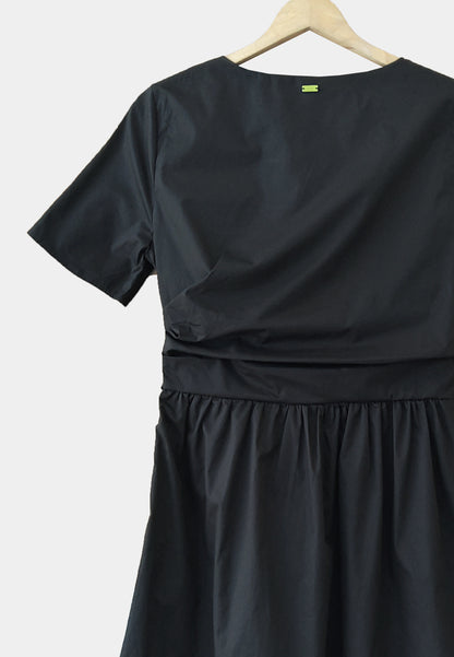 Women Midi Tunic Dress - Black - H1W212