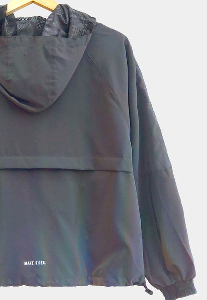 Women Reflective Effect Hoodies Jacket - Grey - H1W222