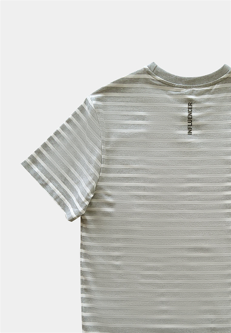 Men Short-Sleeve Striped Graphic Tee - Grey - H1M100